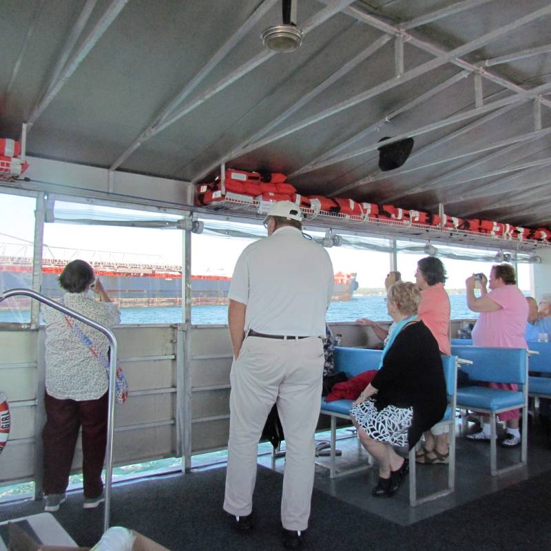 a group of people standing in a room