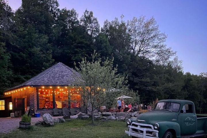 a car parked in a field
